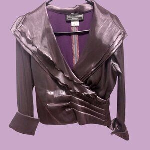 Jessica Howard Evening Satin Blouse With Ruffle Detail Size 10